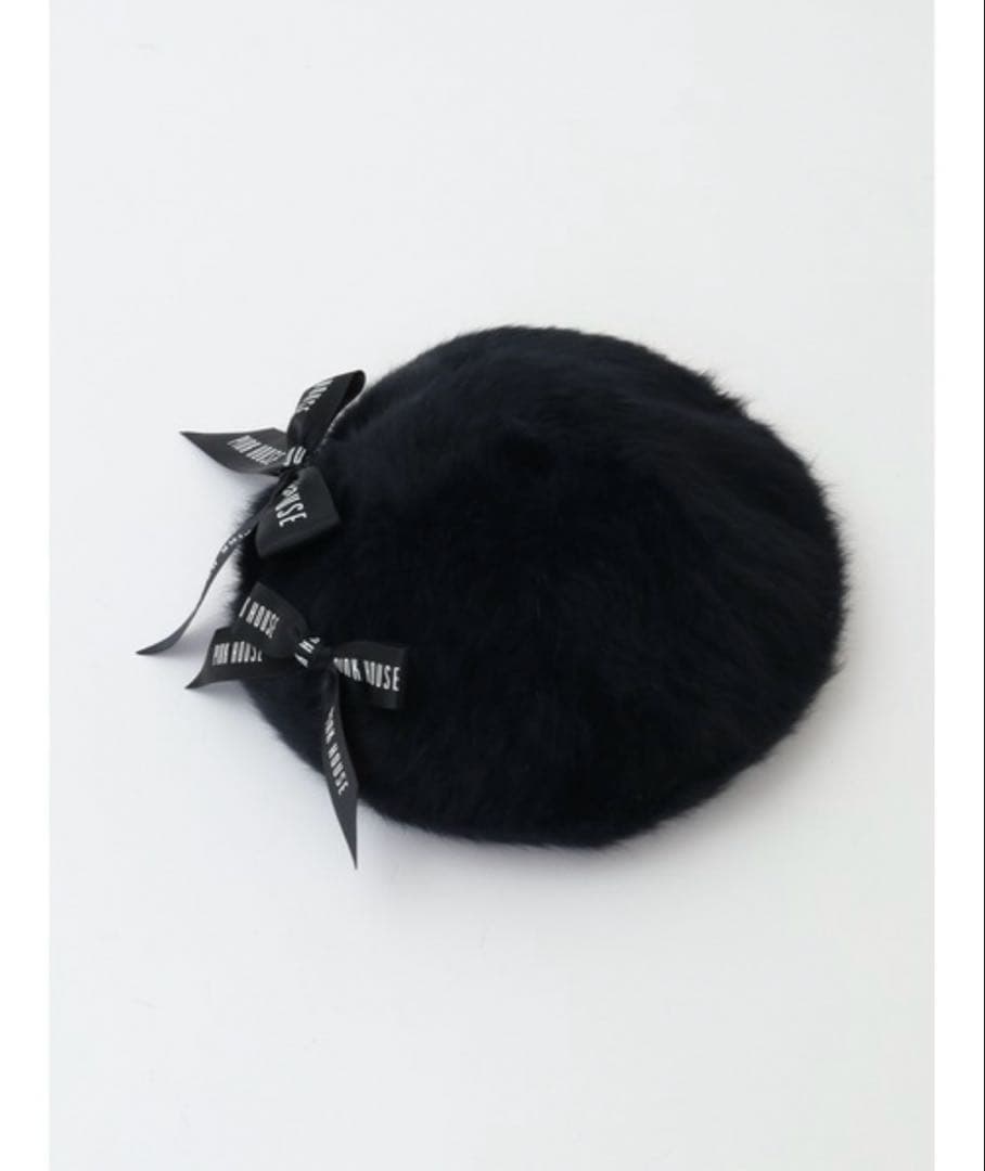 ピンクハウス　ファーベレー帽　黒　バレエコア　カネコイサオ　インゲボルグ　リボン