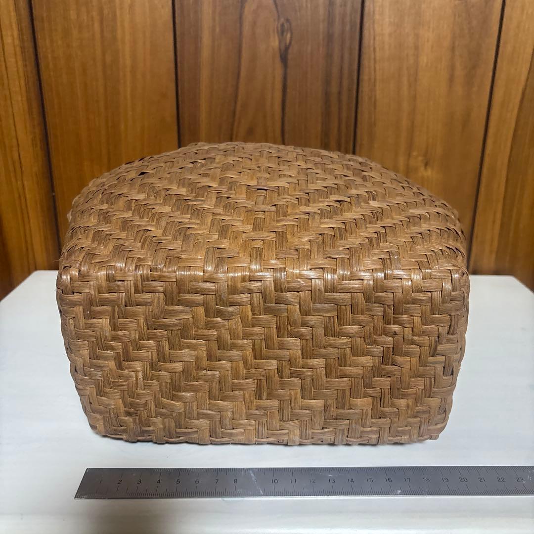 山葡萄 籠半月口バック網代編・や まぶどう籠・美品 かごバッグ