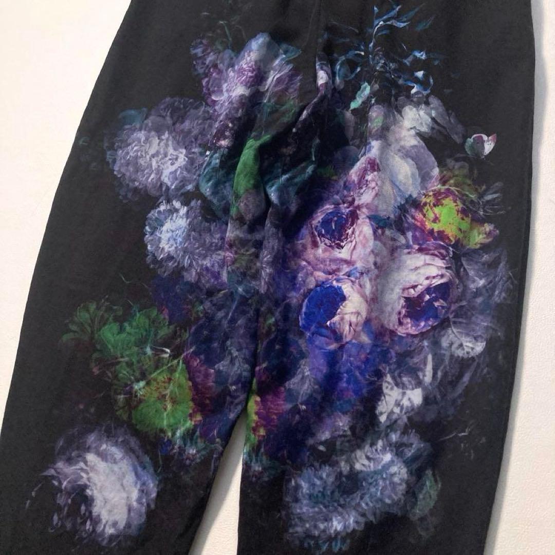 【完売】LAD MUSICIAN　ツータックテーパードワイドスラックス 花柄 黒