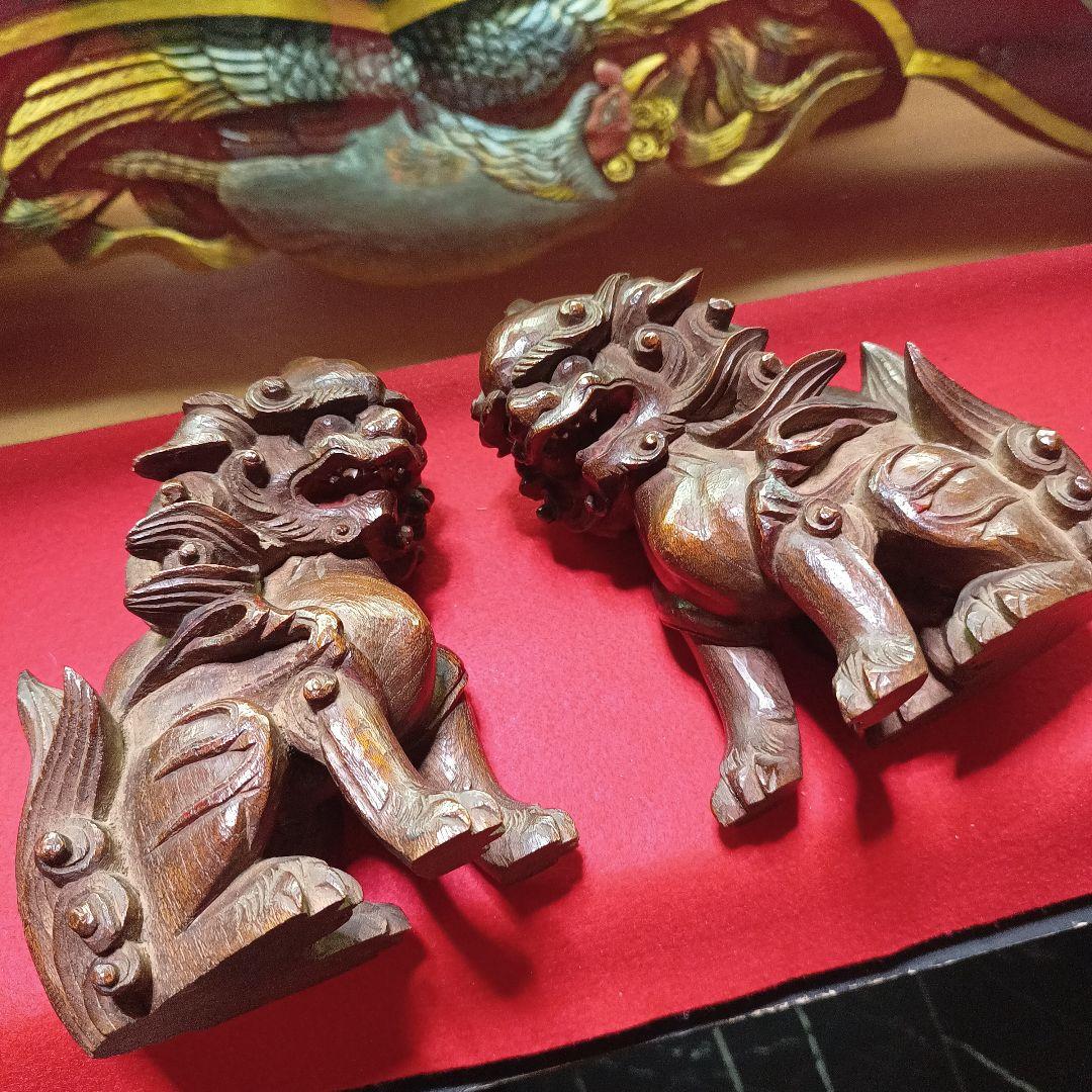 獅子　狛犬　阿吽　セット　彫刻　木彫　守り神　神社　仏閣　だんじり
