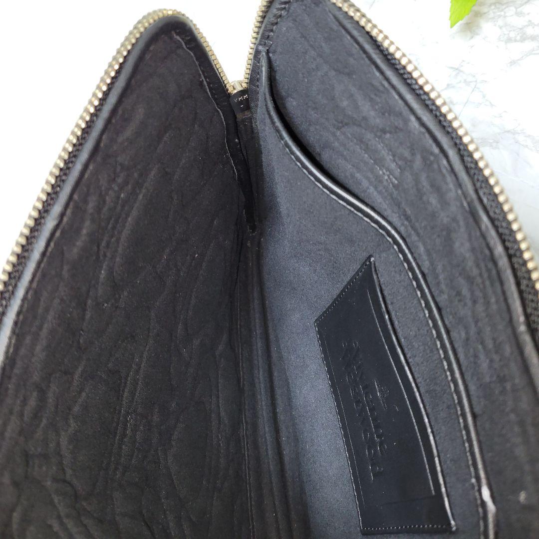 Vivienne Westwood オーブ 型押し レザークラッチ 黒