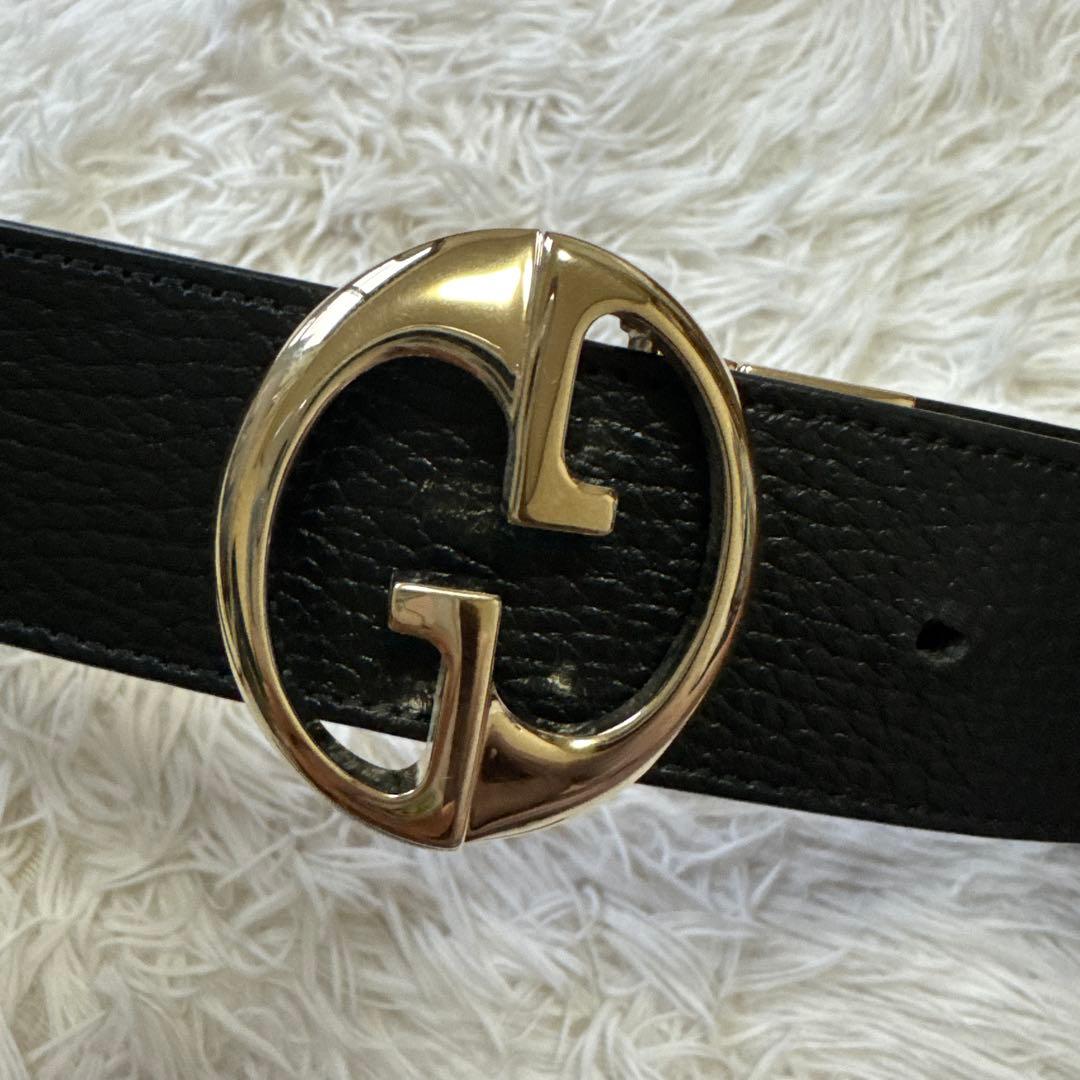 猫*派様 GUCCI レザー GGロゴ ベルト黒茶リバーシブル　付属品付