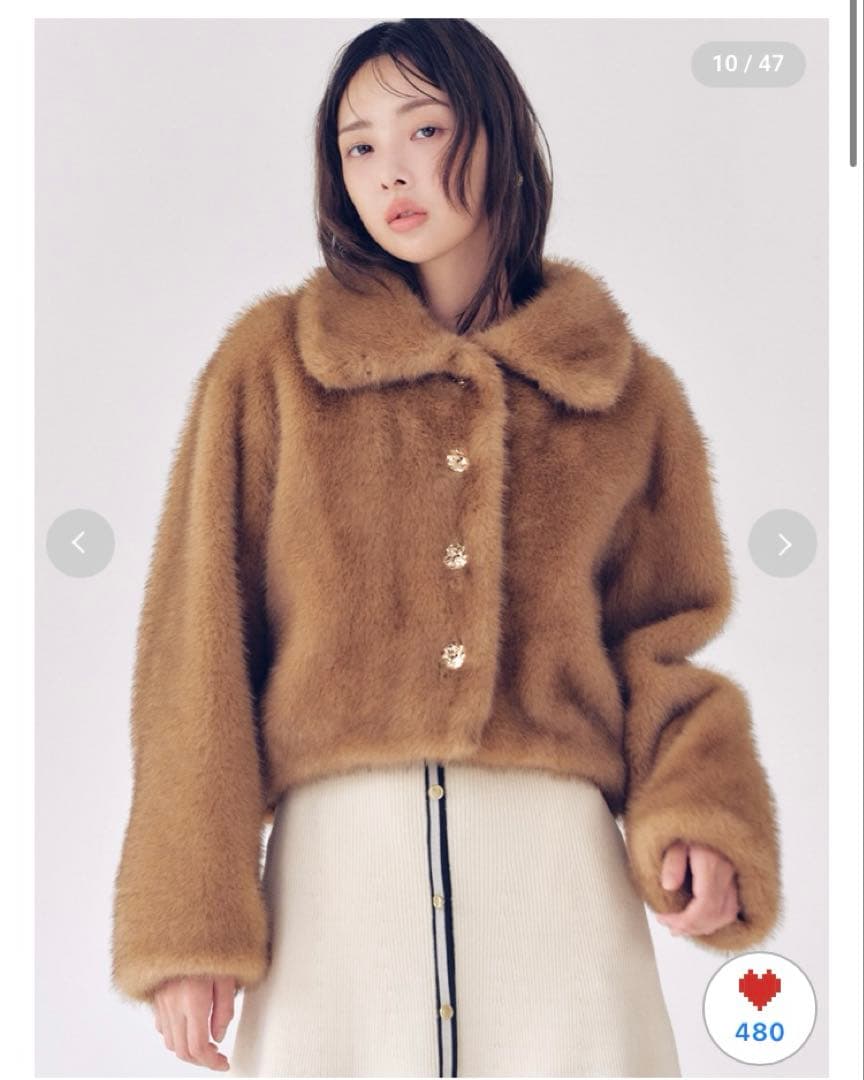 バリエファーショートコート　キャメル　LILY BROWN