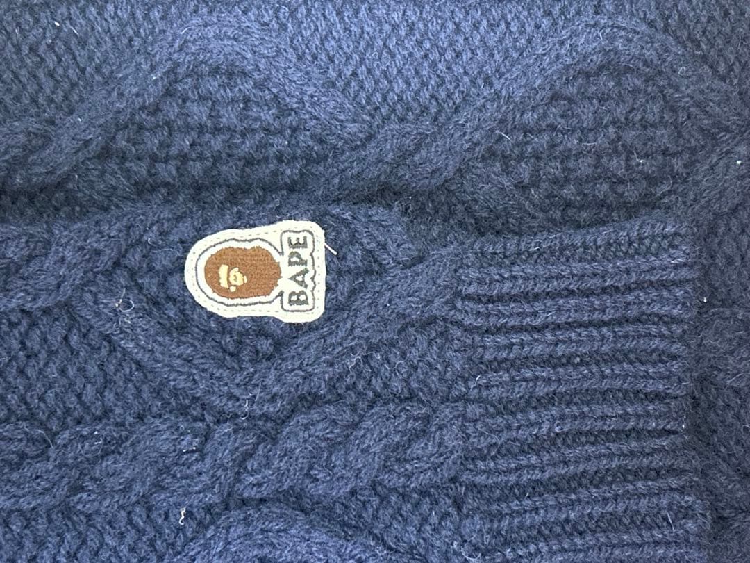 A Bathing Ape ネイビー ケーブルニット M