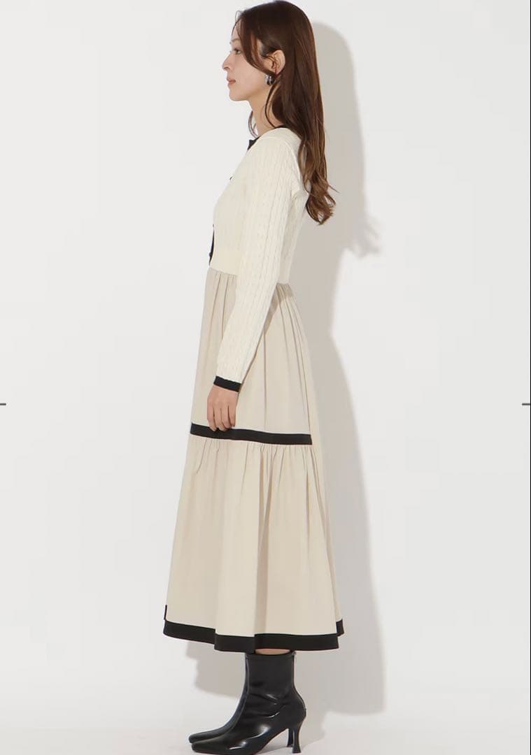 新品タグ付 アンドクチュールケーブル 編みニットドッキングワンピース