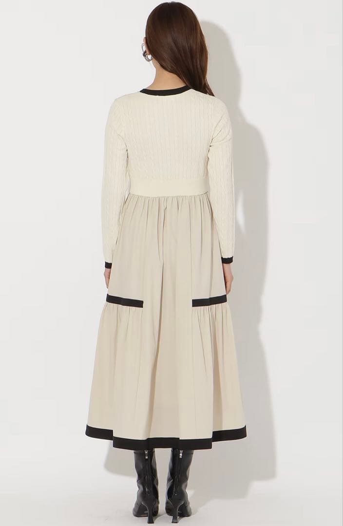 新品タグ付 アンドクチュールケーブル 編みニットドッキングワンピース