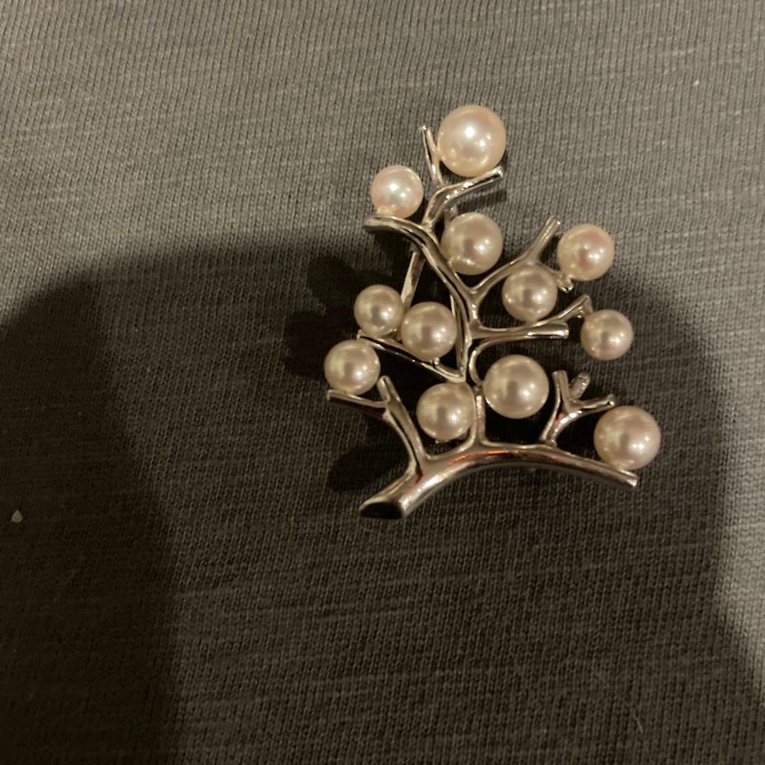 MIKIMOTO ミキモトWG14金 パール　ブローチ　幸福の木　希少