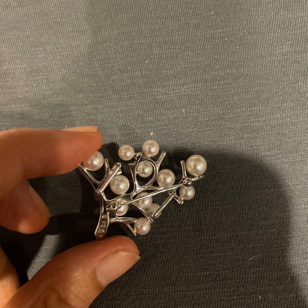 MIKIMOTO ミキモトWG14金 パール　ブローチ　幸福の木　希少