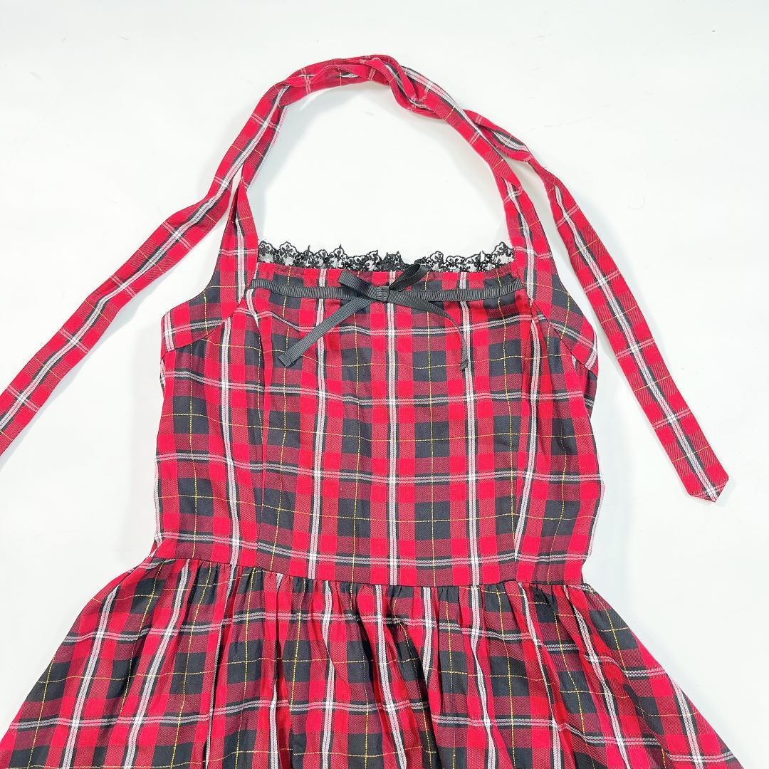 PUTUMAYO プトマヨ ミニワンピース フリル レース チェック 赤