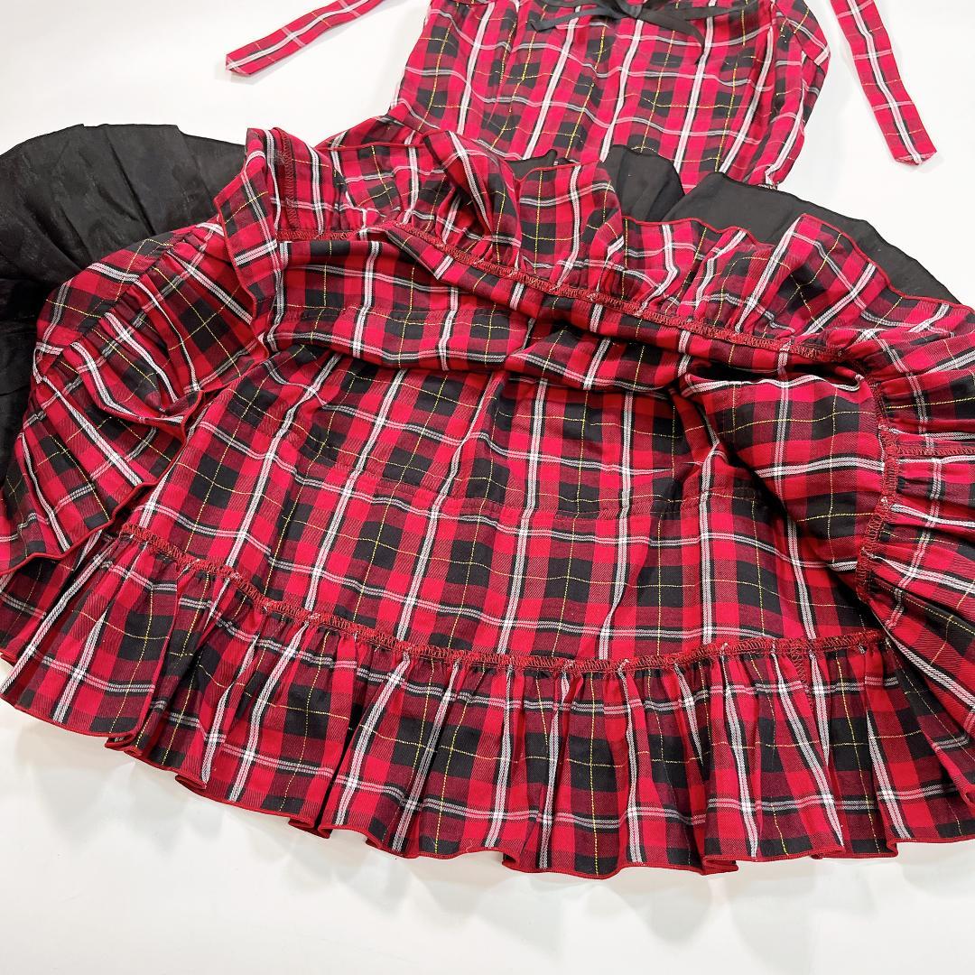 PUTUMAYO プトマヨ ミニワンピース フリル レース チェック 赤