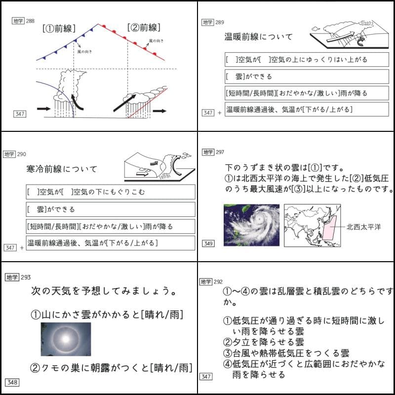 中学受験　暗記カード　理科　地学　サピックス　予習シリーズ　コアプラス