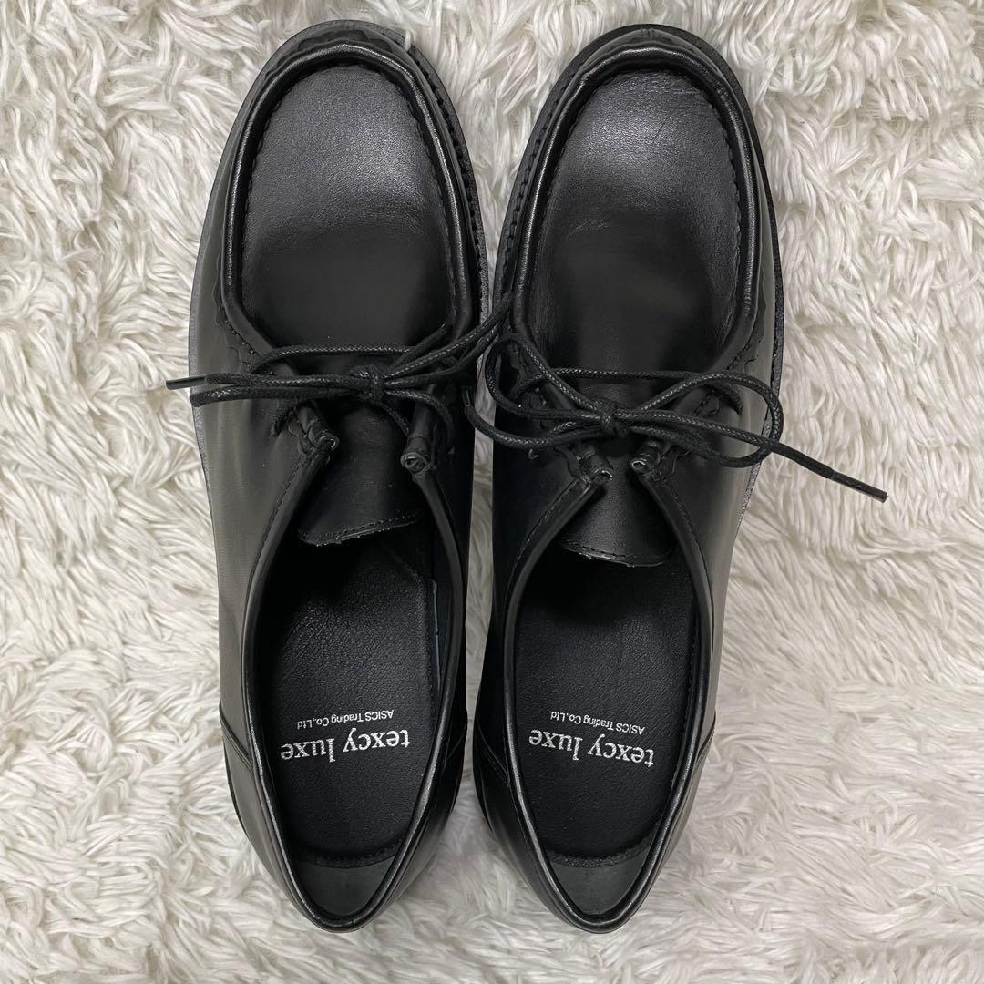未使用　texcy luxe 革靴　チロリアンシューズ　ビジネス　冠婚葬祭　黒