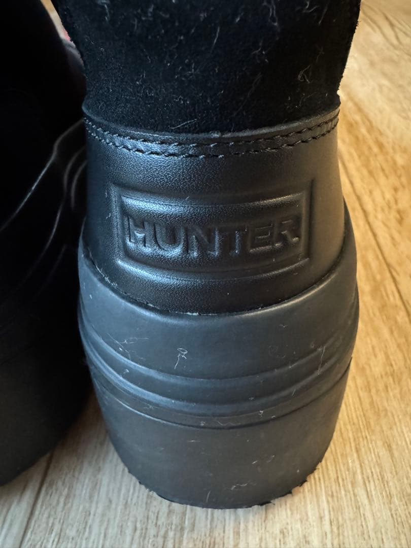 HUNTER ブラック 厚底ショートブーツ防水