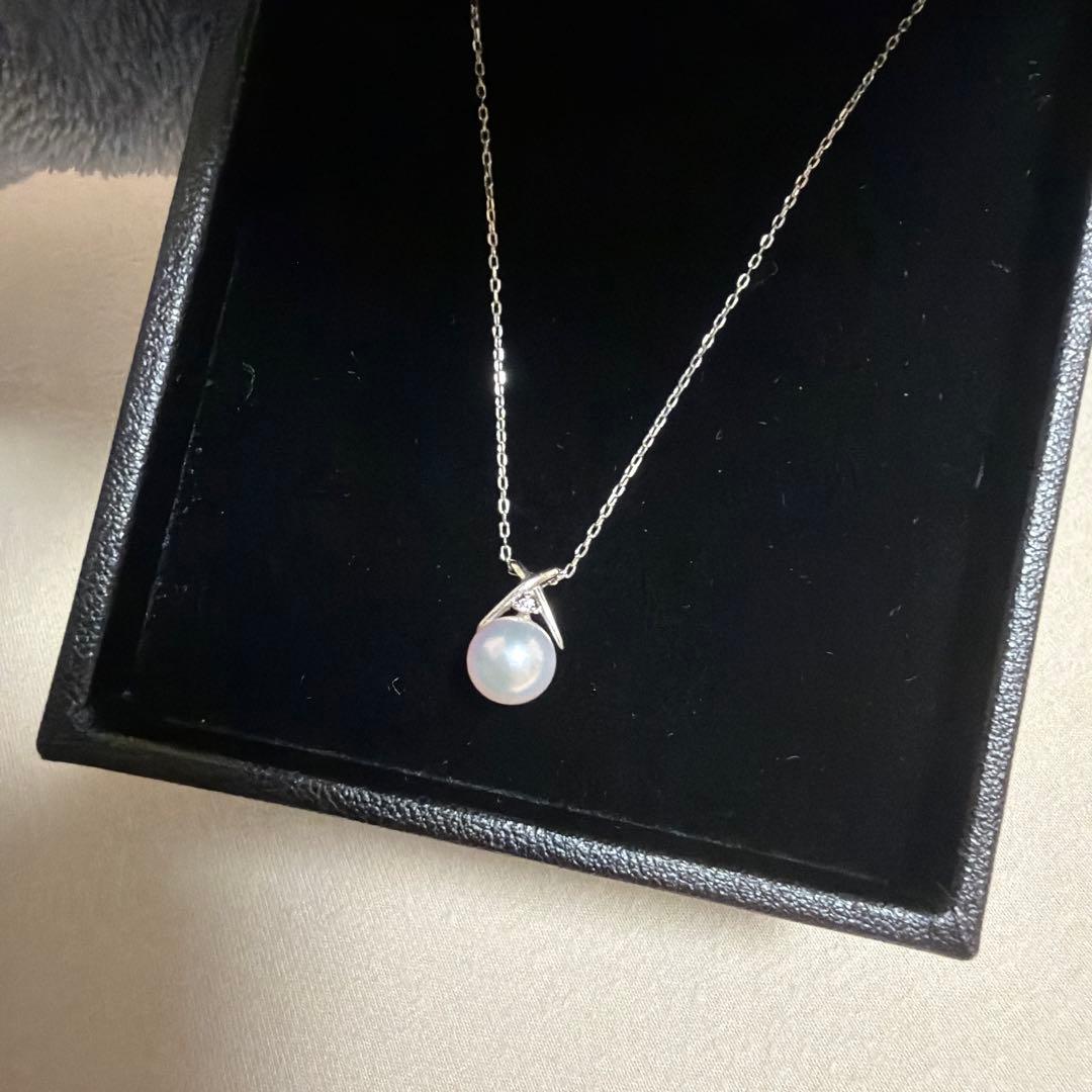 アコヤ真珠 パール ダイヤモンド ネックレス K10 WG 値下げ可能