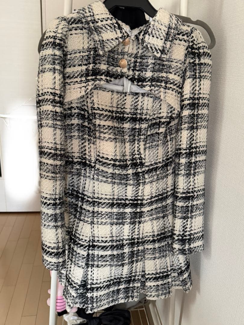 ワンピース Fake layered roving check mini onepiece