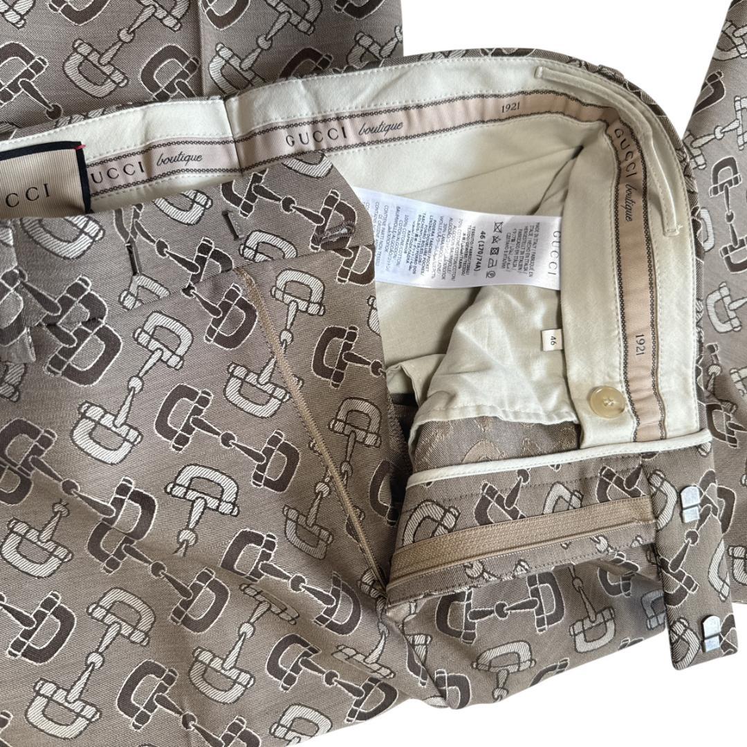 GUCCI グッチ スラックス パンツ ホースビット柄 672087 ベージュ