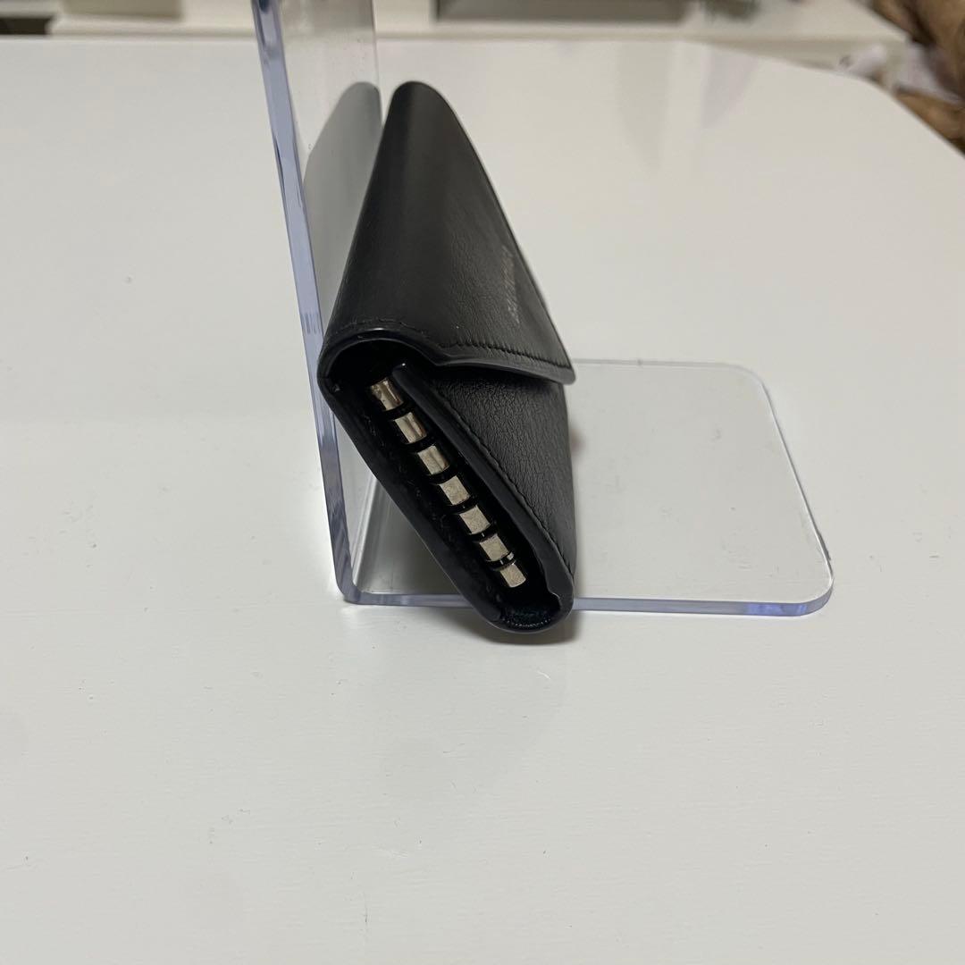 バレンシアガ ペーパー 6連キーケース 美品 黒 カーフレザー　シボ加工