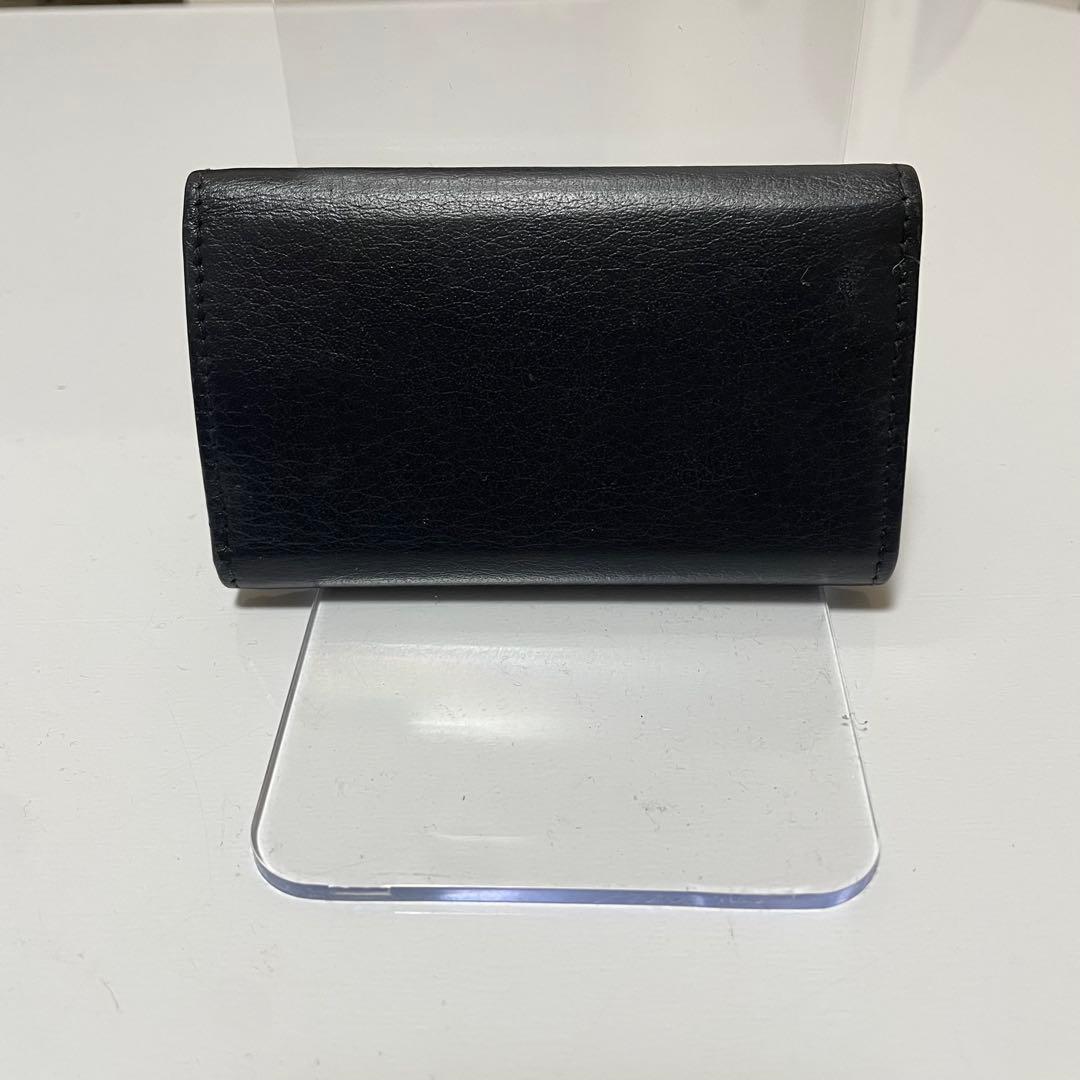 バレンシアガ ペーパー 6連キーケース 美品 黒 カーフレザー　シボ加工