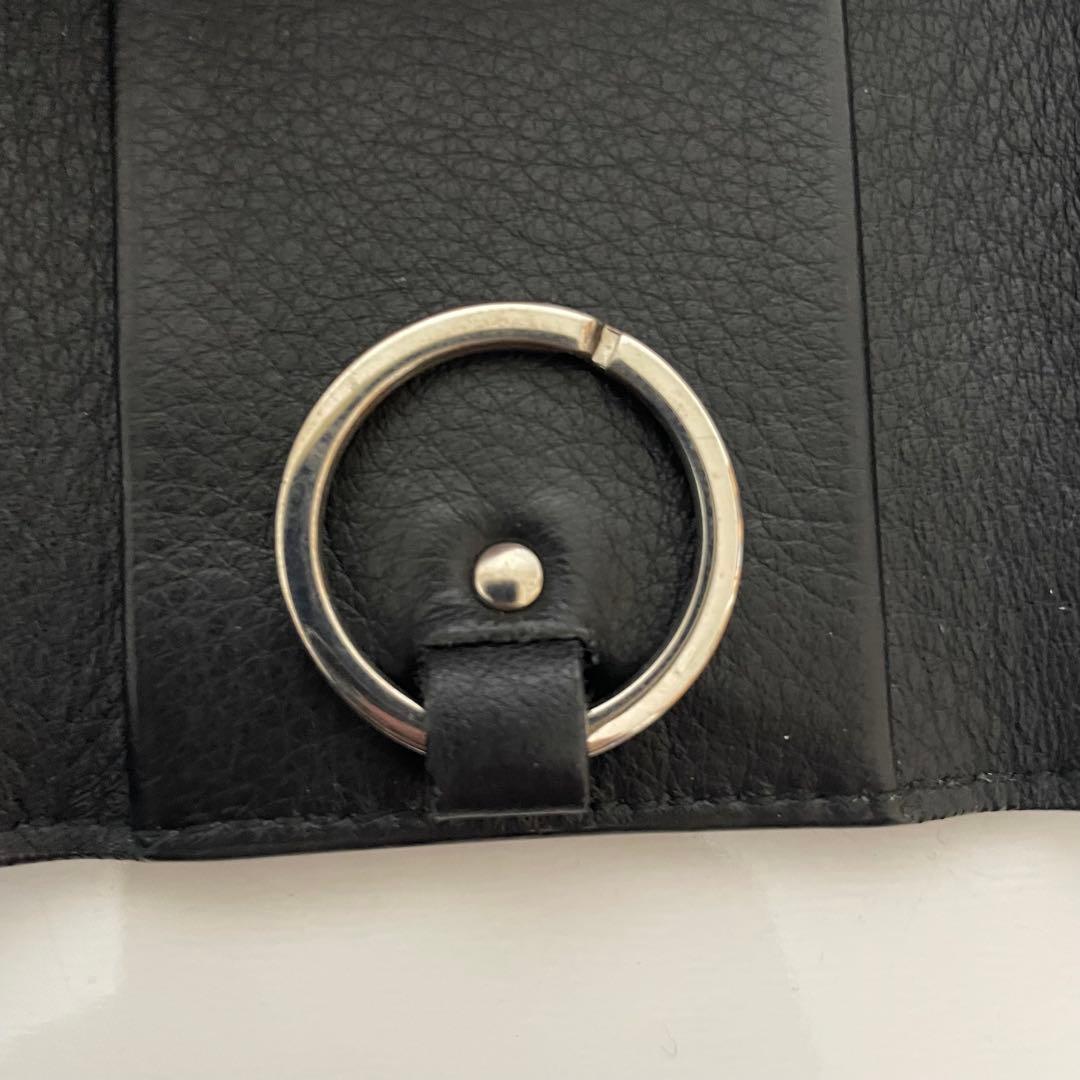 バレンシアガ ペーパー 6連キーケース 美品 黒 カーフレザー　シボ加工