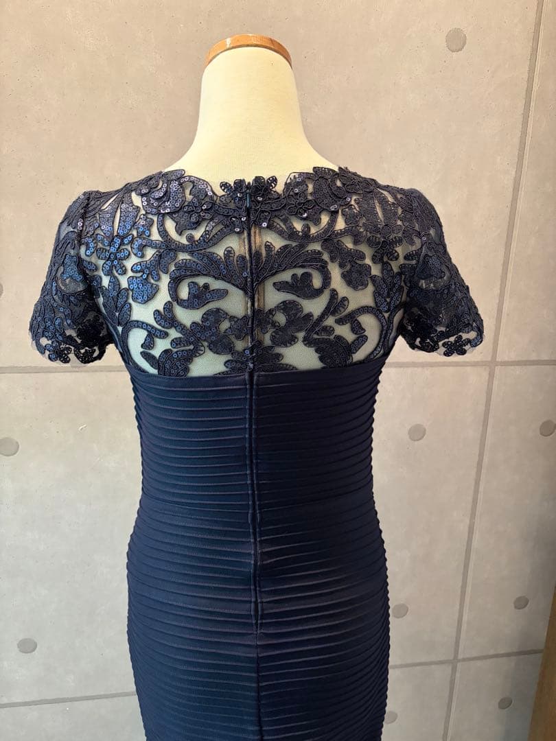 TADASHI SHOJI タダシショージ　ネイビー レース袖 ドレス謝恩会