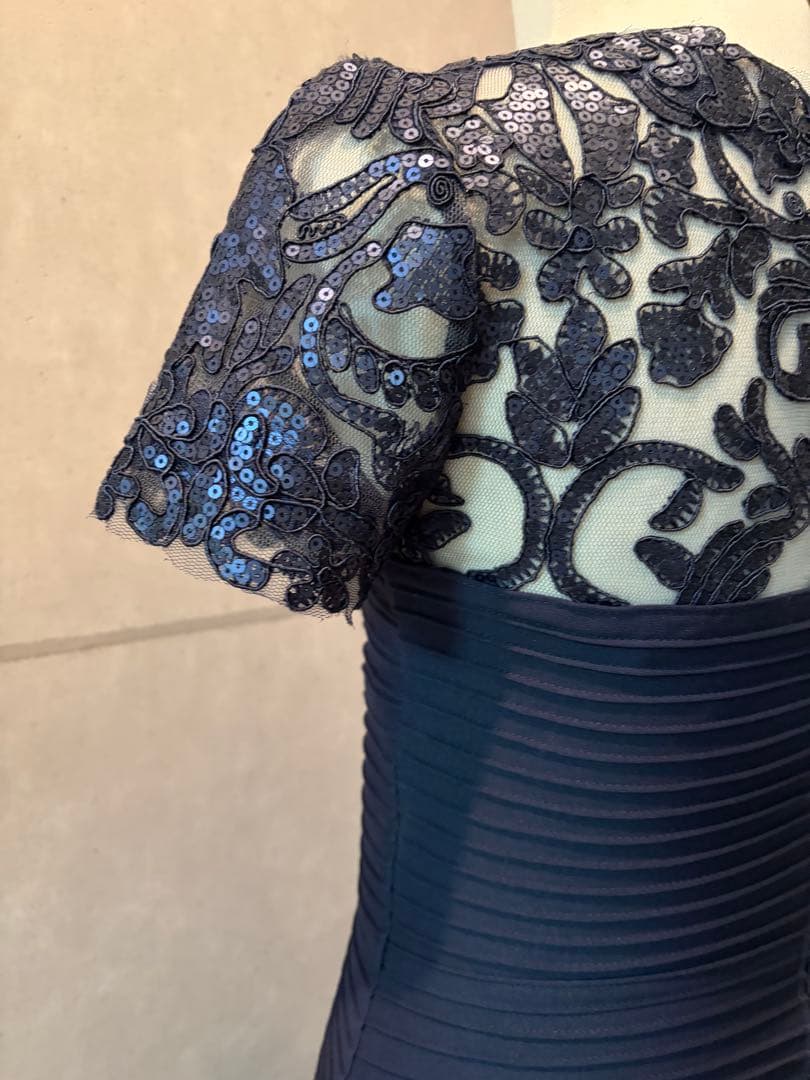 TADASHI SHOJI タダシショージ　ネイビー レース袖 ドレス謝恩会