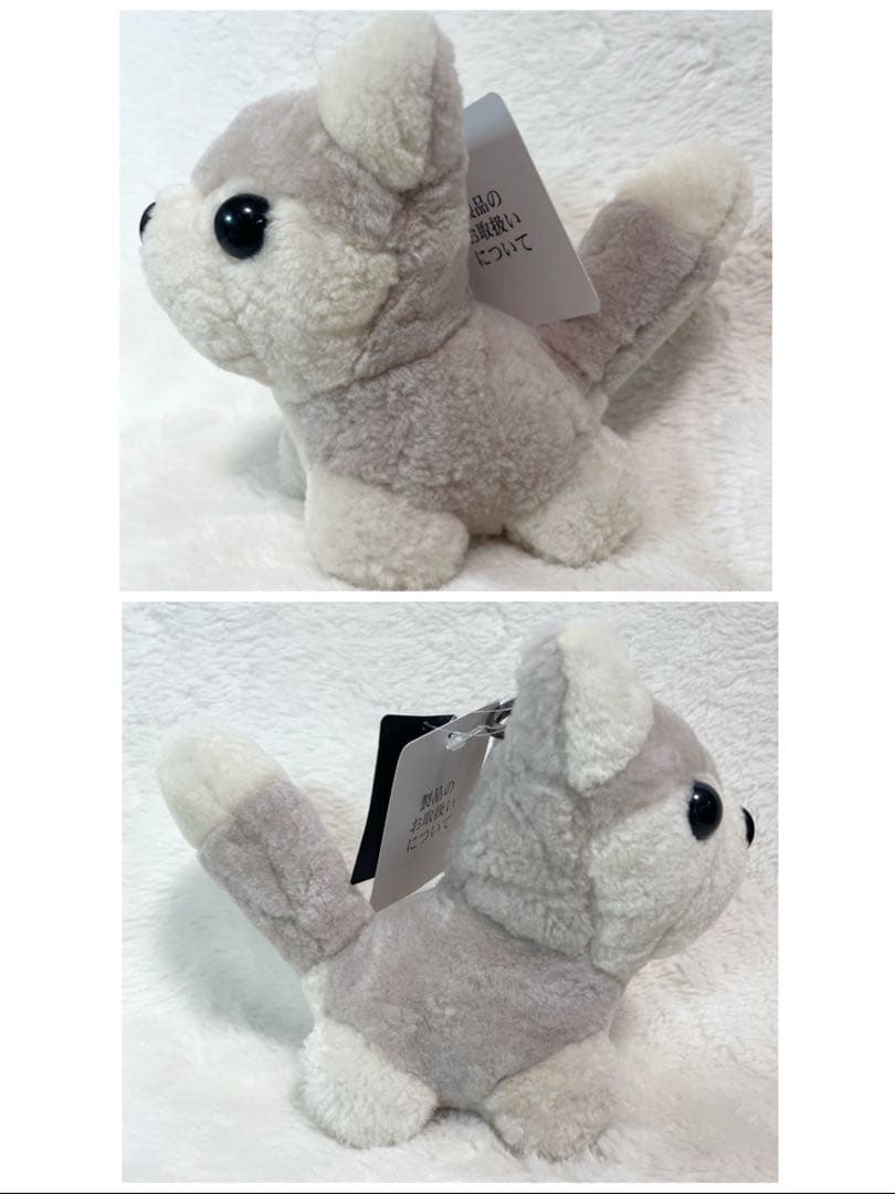 【新品タグ付】高級ムートン ドッグチャーム ぬいぐるみ2体セット リアルファー