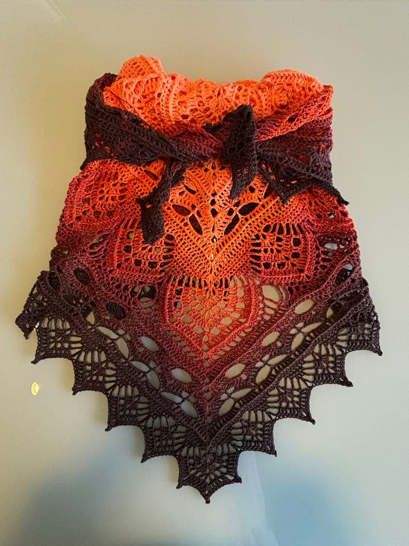 三角・バレエショール　177×73 綿100% 年中使用可　手洗可　大判　海外糸