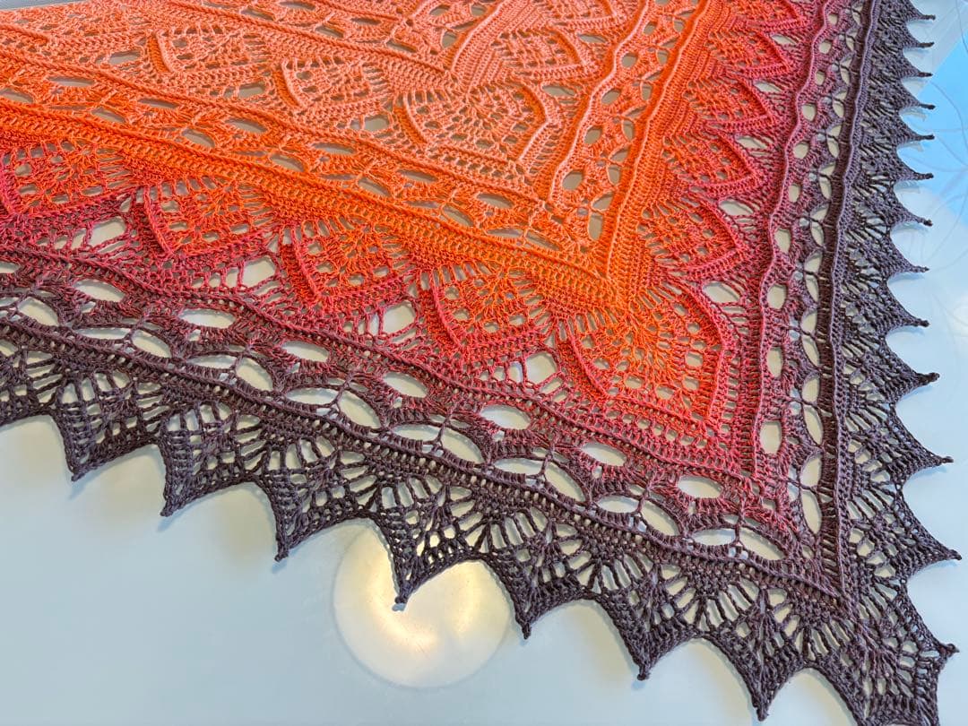 三角・バレエショール　177×73 綿100% 年中使用可　手洗可　大判　海外糸