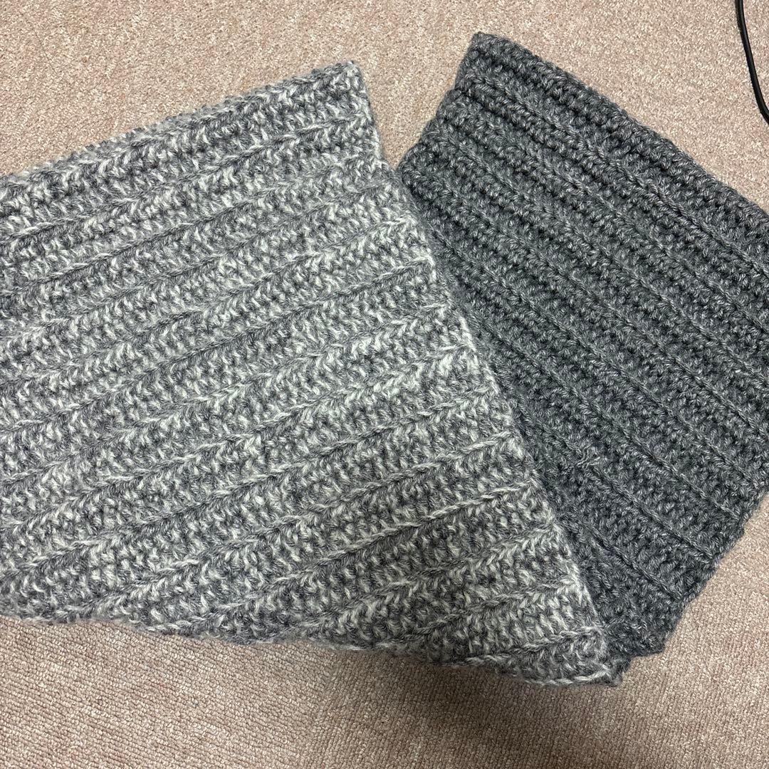 グレー系ニットスヌード バイカラー なないろ彩色