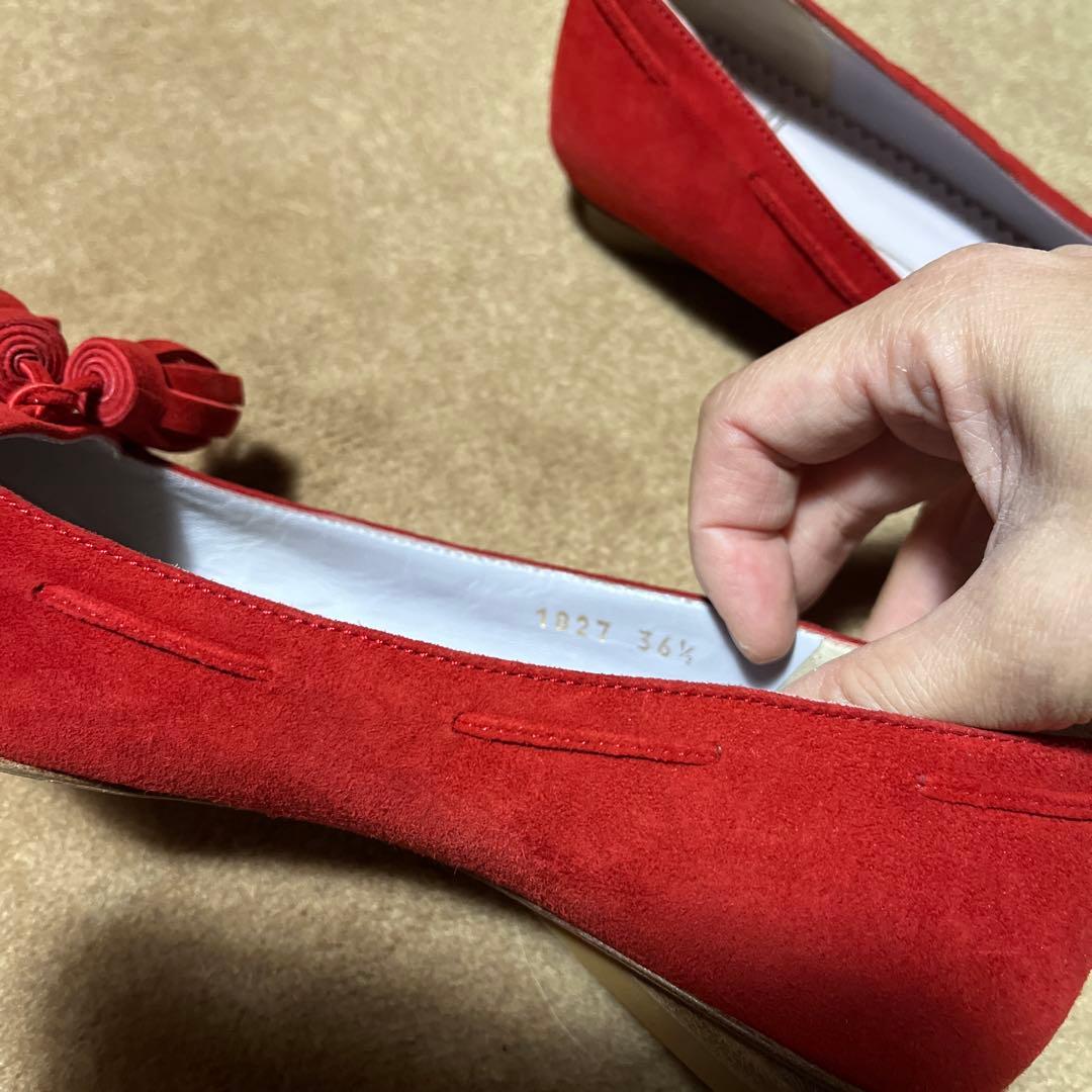 【美品】 エトロ　ETRO レディース　パンプス　赤　スエード　23.5