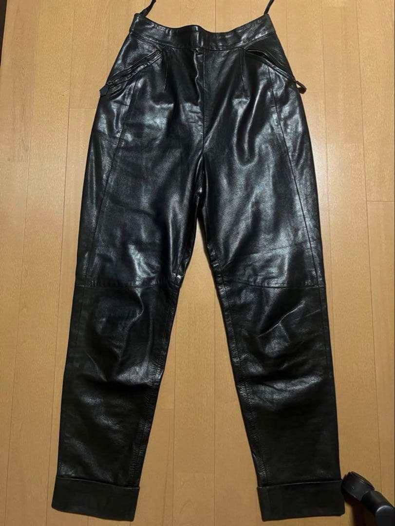 最高級 エルメス 本革 レザーパンツ 38