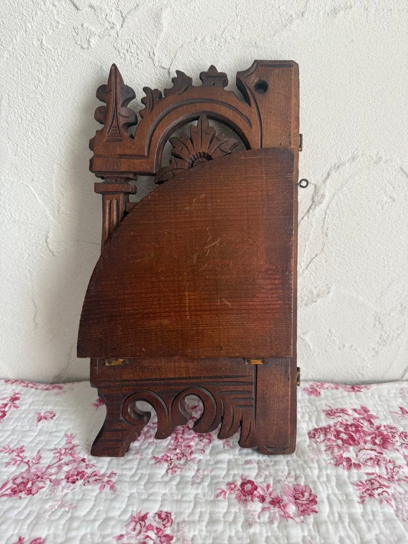 フランスアンティーク　木製コーナーシェルフ　折りたたみ式