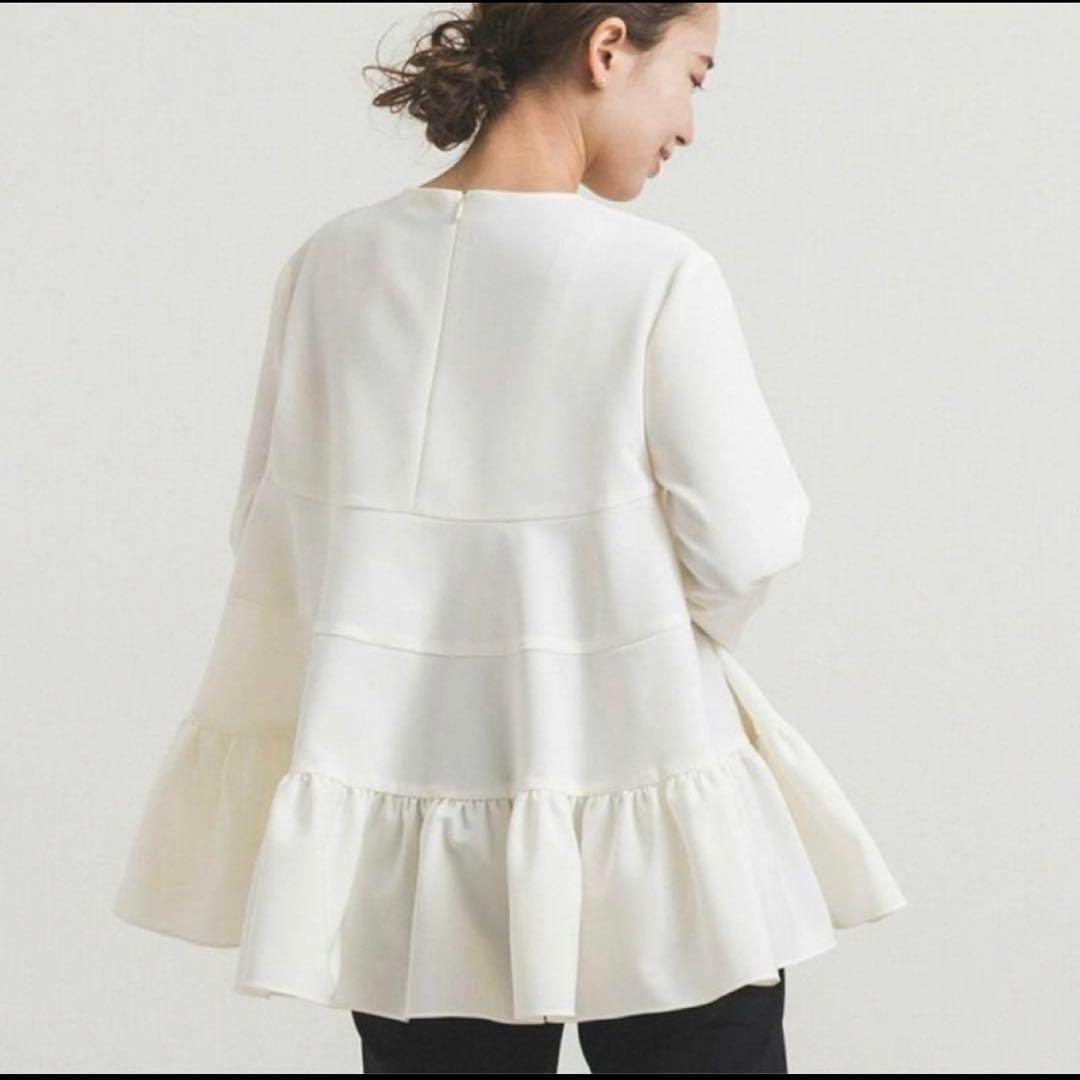 人気⭐︎ヨリ　yori ティアードストレッチブラウス　ホワイト　セレモニー　38