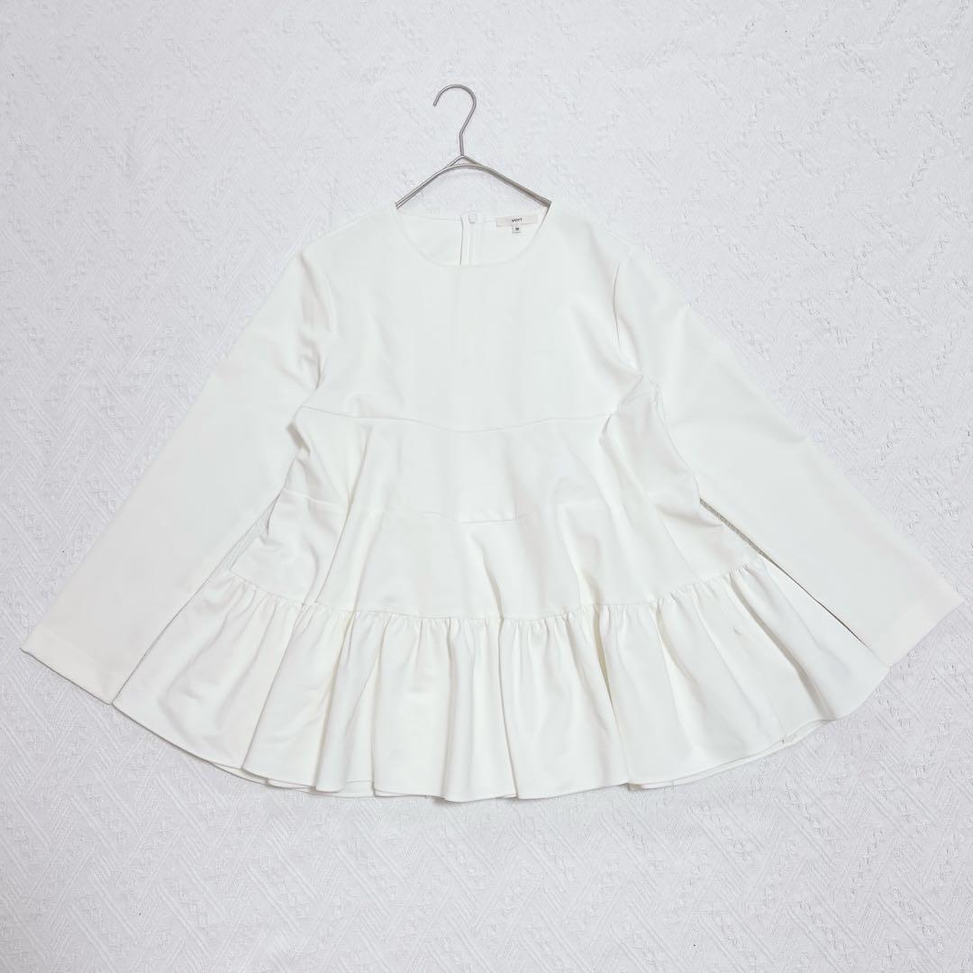 人気⭐︎ヨリ　yori ティアードストレッチブラウス　ホワイト　セレモニー　38