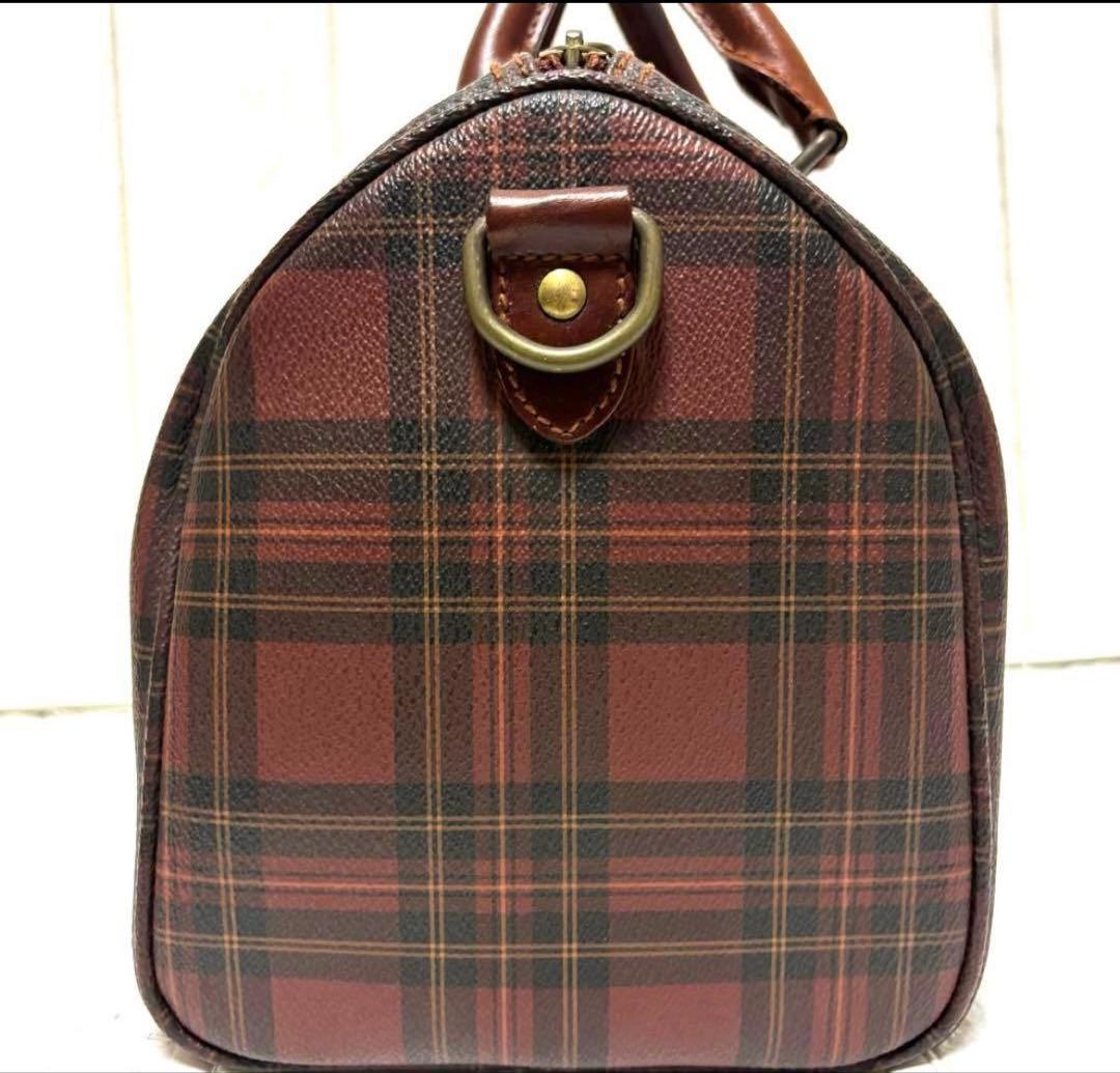 希少　ラルフローレン　ハンドバッグ　ミニボストンバッグ　タータンチェック　赤茶