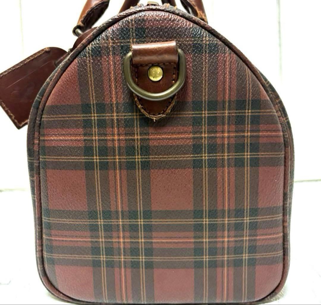 希少　ラルフローレン　ハンドバッグ　ミニボストンバッグ　タータンチェック　赤茶