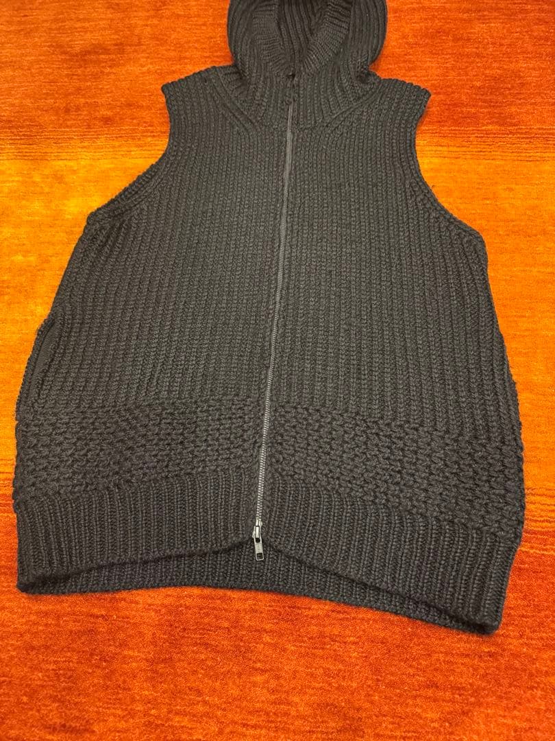 Y's （ワイズ）　ニット　フード　ベスト　サイズ2　ブラック　ヨージ　ヤマモト