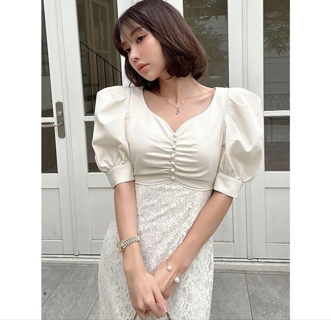 eimyistoireレースレイヤードハートネックマーメイドワンピース