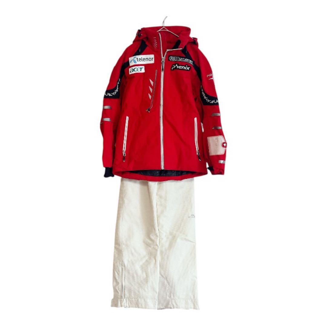 フェニックス　スキーウェアセット（赤ジャケット・白パンツ）SとM ユニセックス