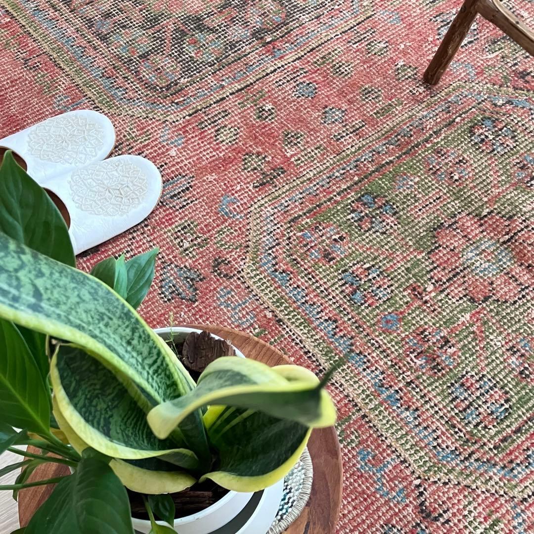 シャビーオレンジ78×190/ 3Box ブルーグリーン　トルコヴィンテージラグ