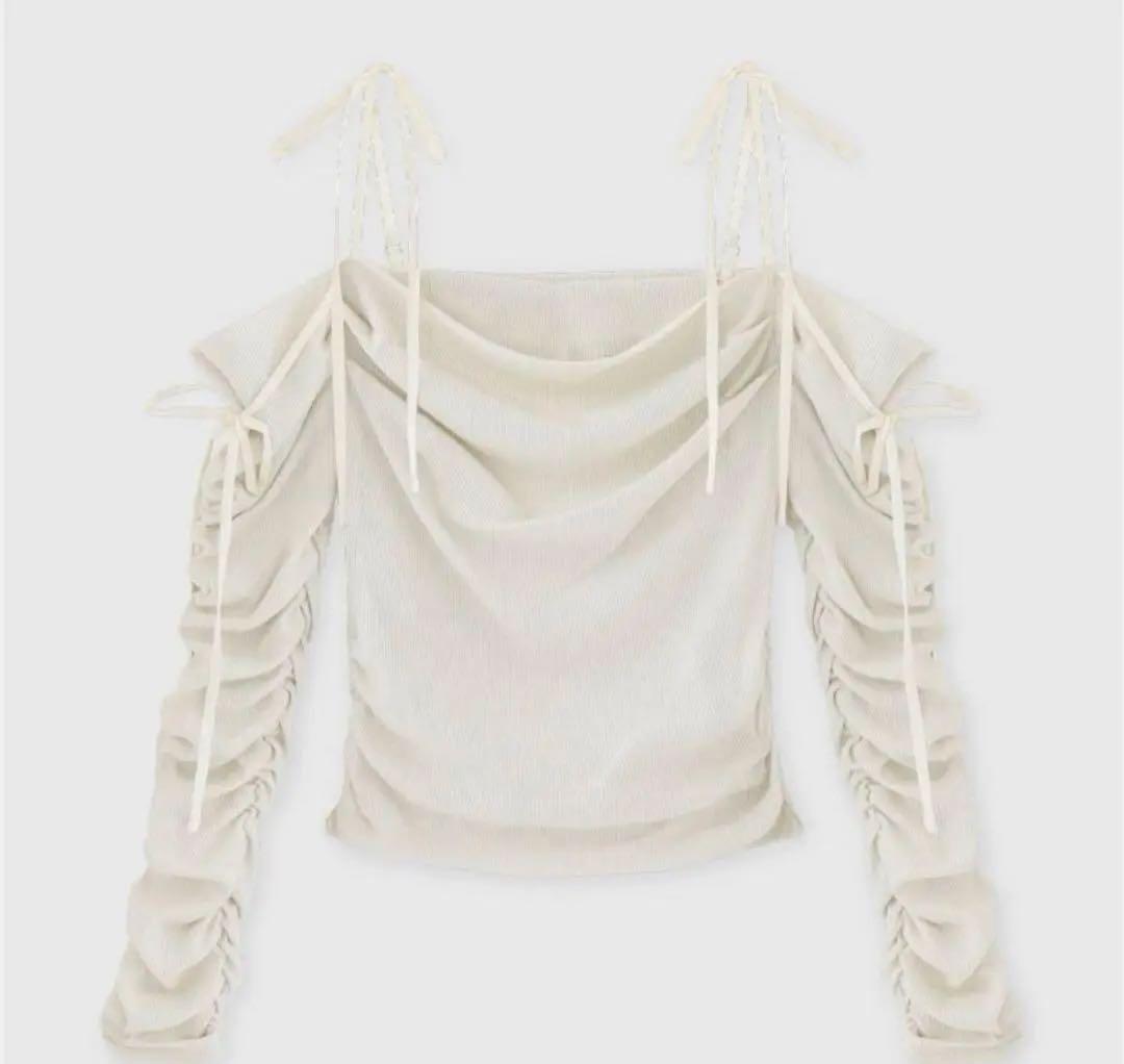 mmeeme Ribbon ribbed knit リボン ニット トップス