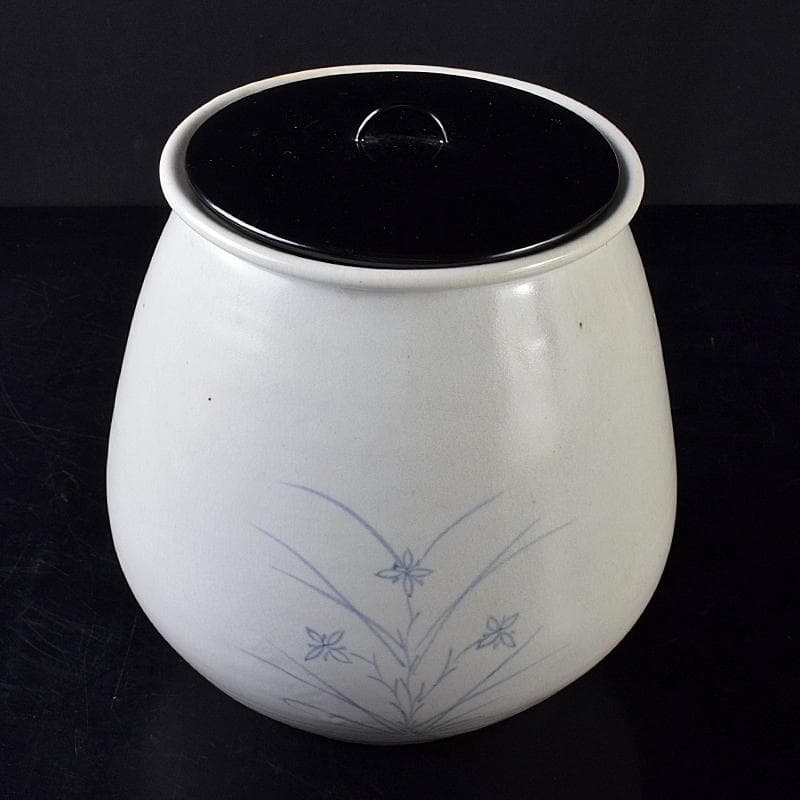 銀杏の木 　安東五作　樊川窯　青華　花文　水指　共箱　M　R8709B