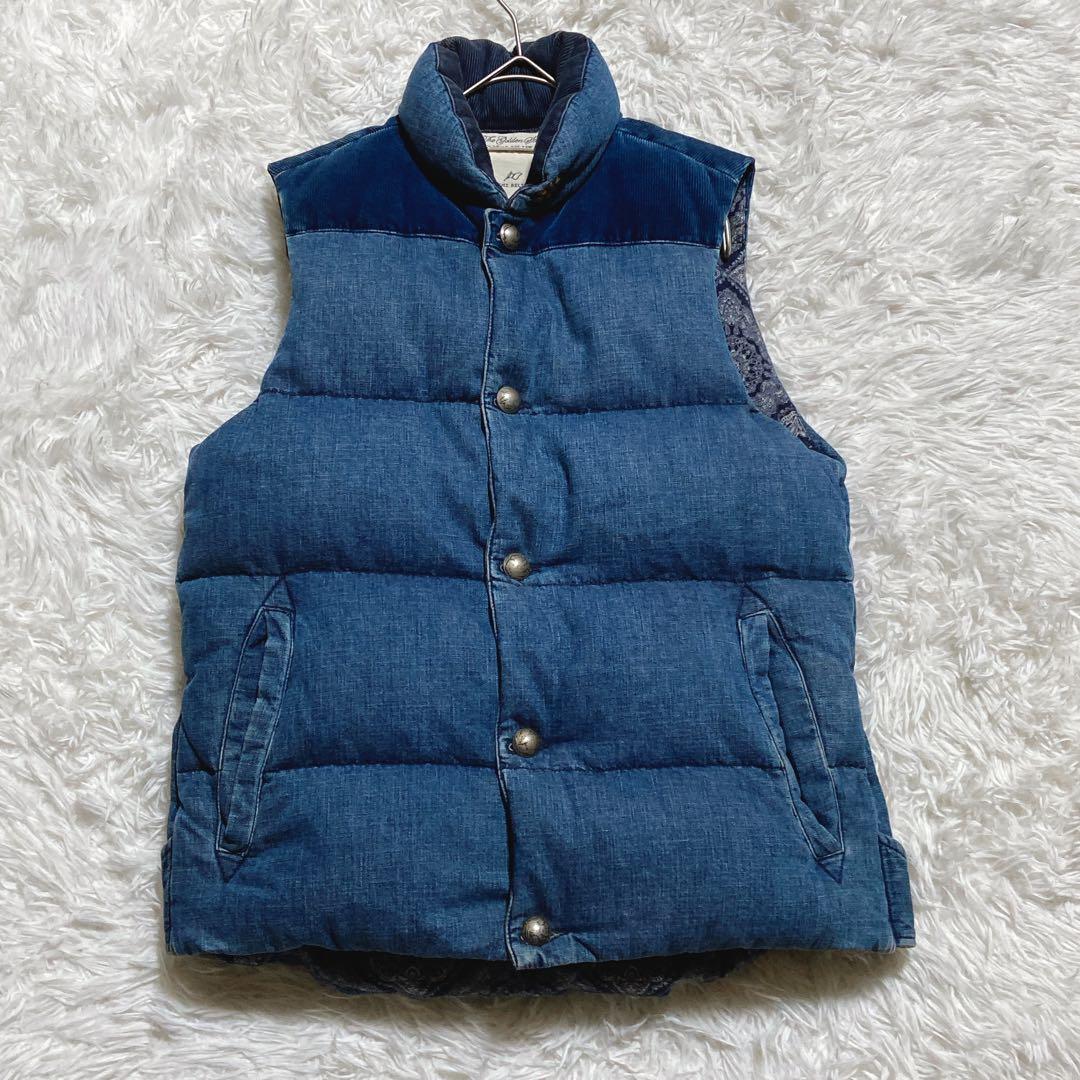 あんぼ ⭐️レミレリーフ　ダウンベスト　インディゴ　スタッズ　スカーフ柄　S