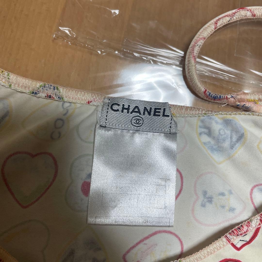 CHANEL ハートアイコン柄キャミソール　シャネル　バレンタイン　総柄　06P