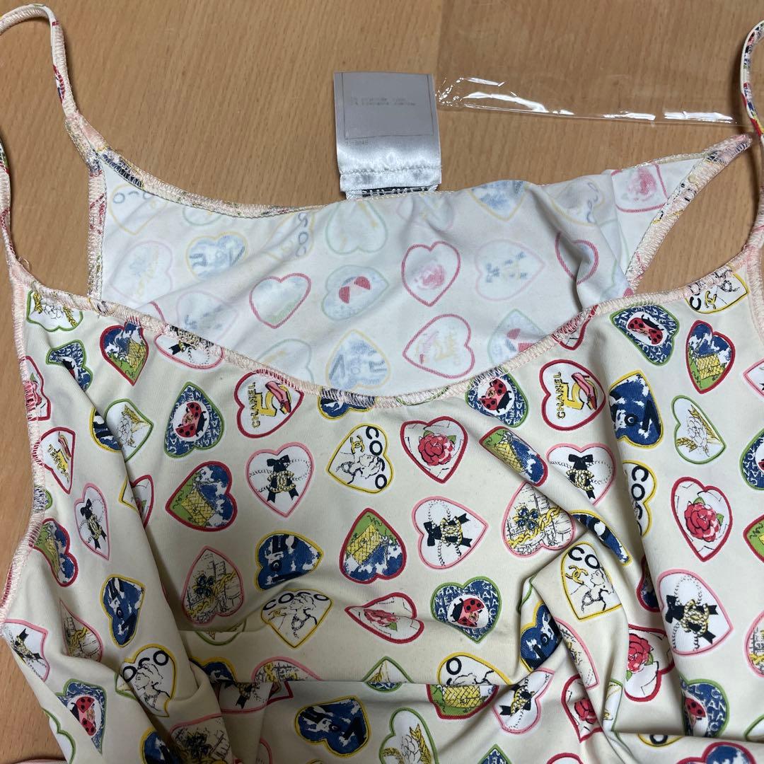 CHANEL ハートアイコン柄キャミソール　シャネル　バレンタイン　総柄　06P