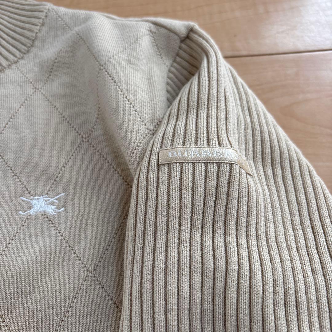 バーバリーゴルフ ニットブルゾン レディースLL ベージュ　日本製