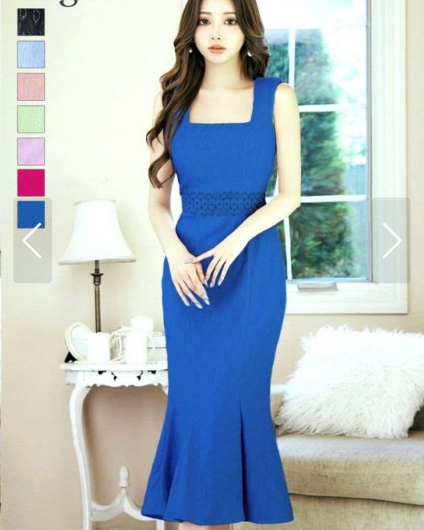 9号 M ヴァネッサハート マーメイド スクエア ワンピース ドレス ブルー