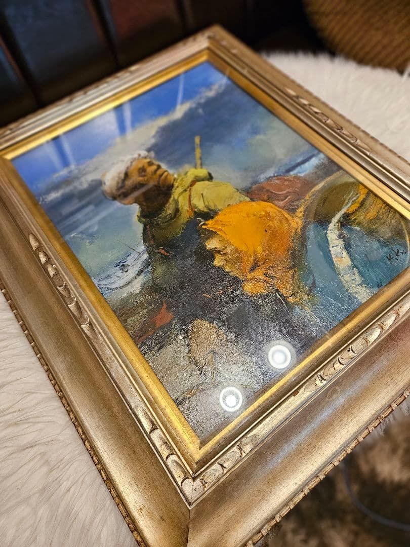 工藤和男「陽光の浜」油彩 F6号 創元会元会長 労働者の賛歌 一枚の繪 逸品