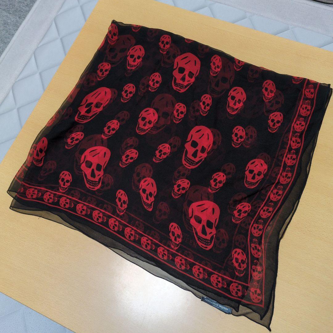 本人期 Alexander McQueen Red Skull Scarf
