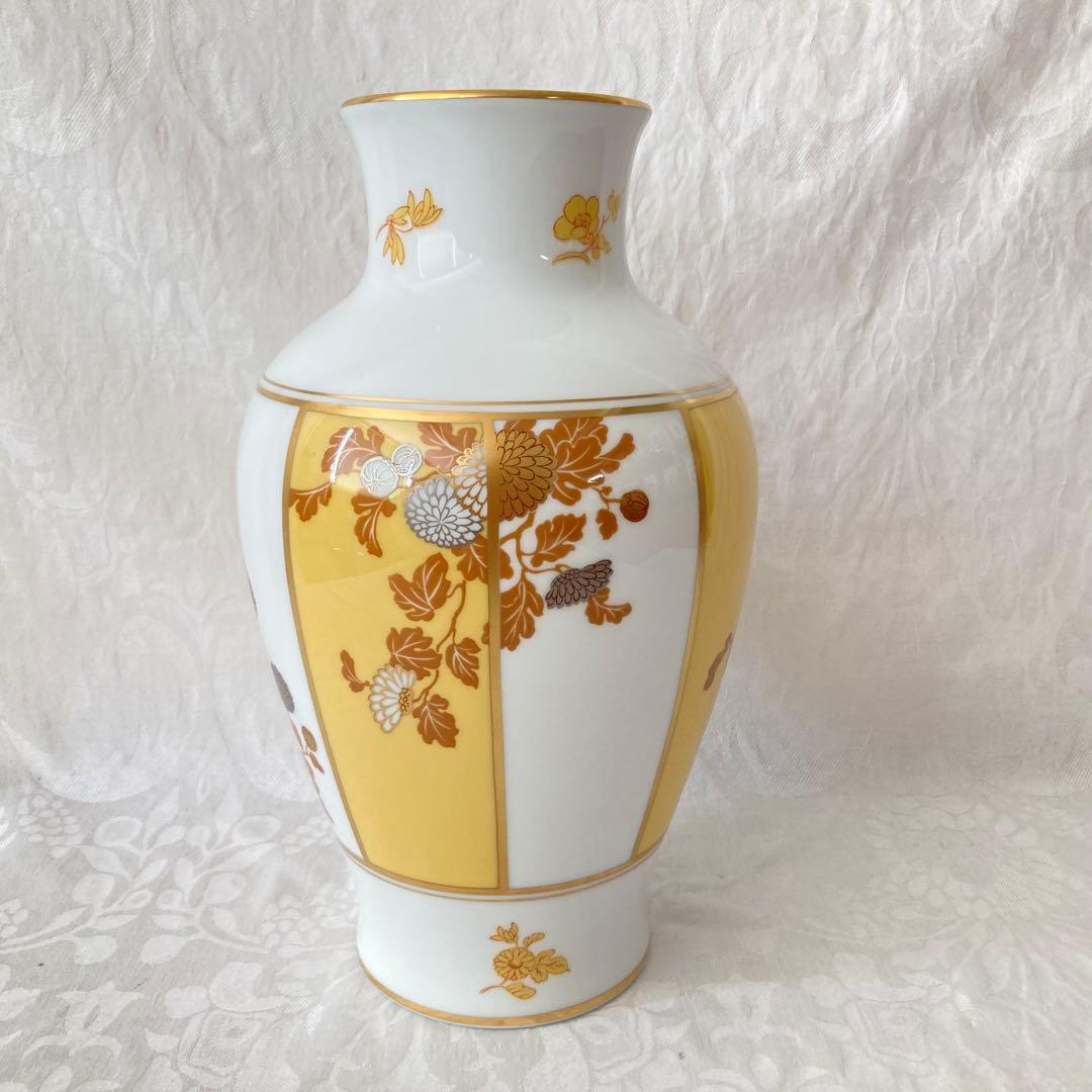 【大倉陶園】フランクリン ポーセリン 四君子之内 菊 花瓶